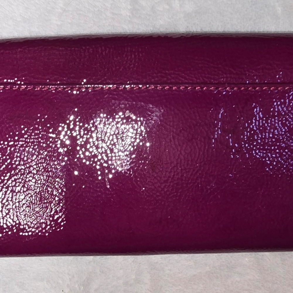 Coach Patent Leather Wallet in Fuchsia Pink with Silver Buckle - Picture 2 of 4